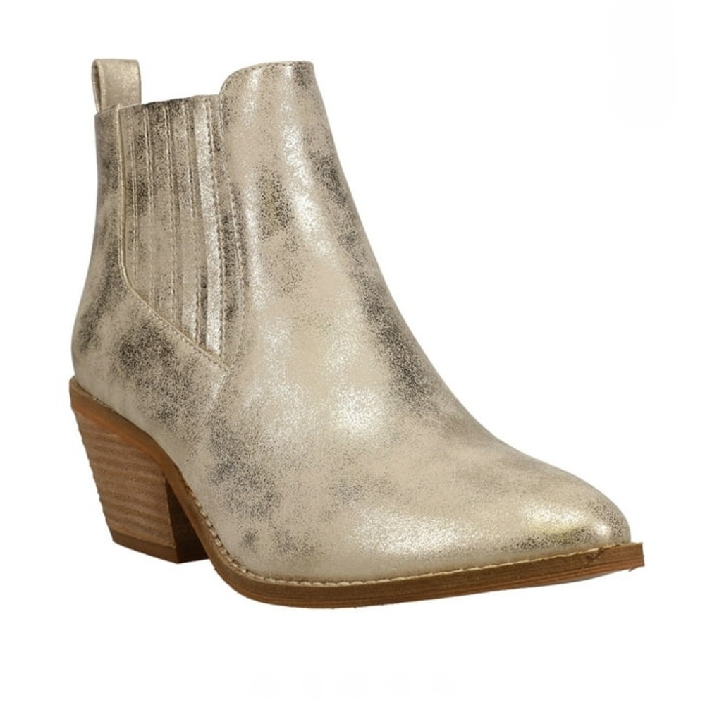 Corkys Womens Potion Metallic Round Toe Starboard Ankle Boots | Size 9